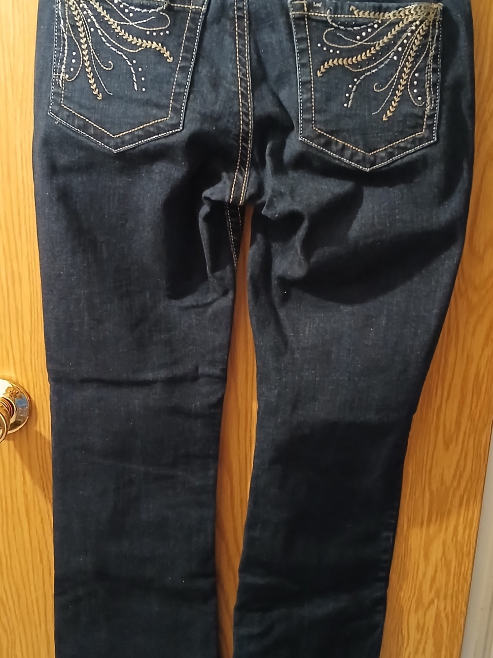 Embellished Dark Wash Womens Lee Jeans Stretch BLING Slim Fit Izabel Midrise Sz6